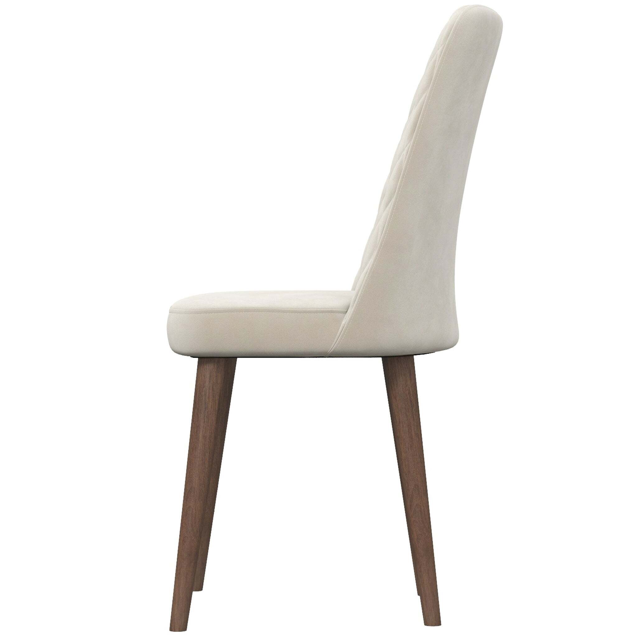 Euroco Dining Chairs Set of 2, Fabric Dining Room Kitchen Side Chair with Wood Legs,Ivory
