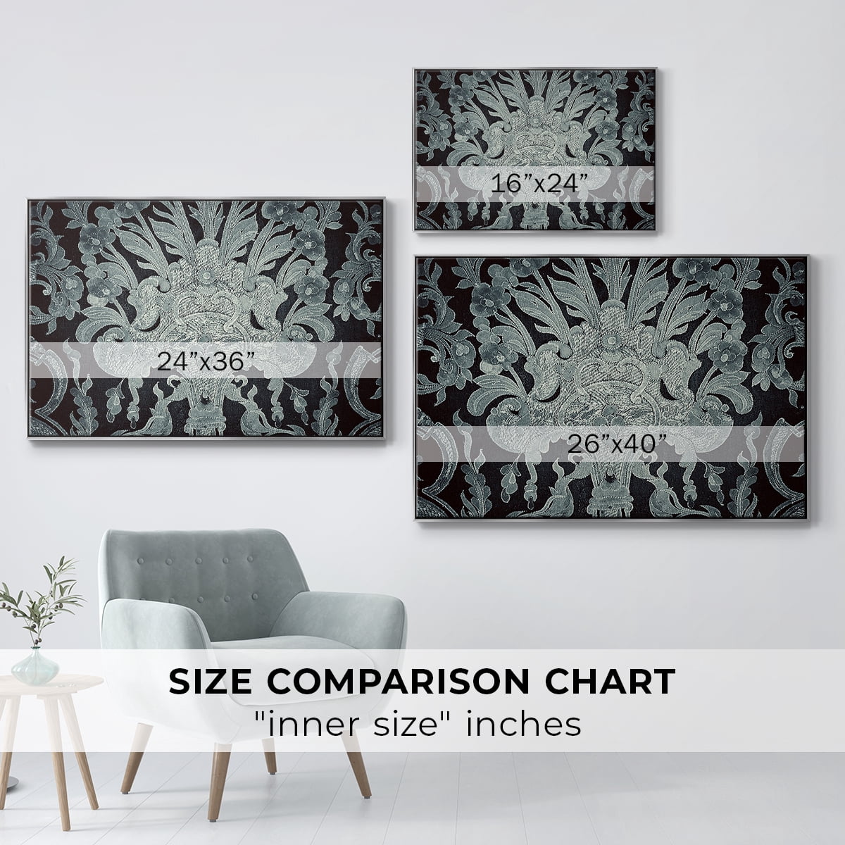 Vintage Abstract Print-XXVI Framed in Silver Wood Gallery Wrapped Canvas 27 in. x 41 in.