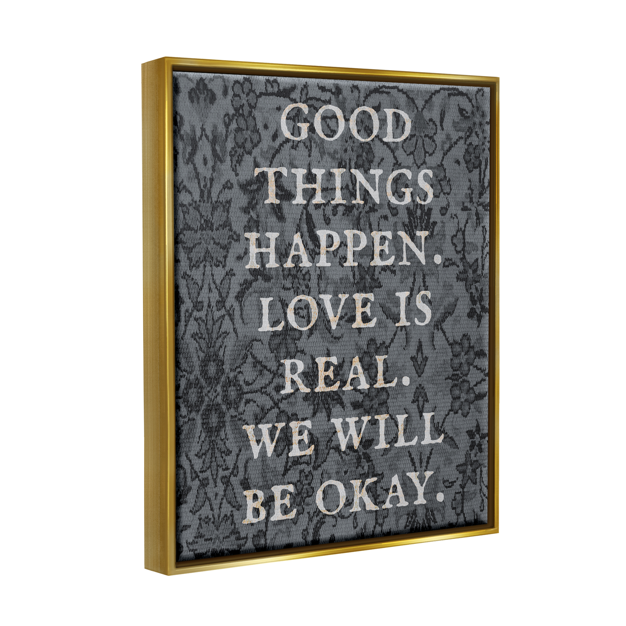 Stupell Industries Vintage Motivational Phrase Inspirational Painting Gold Floater Framed Art Print Wall Art, 25 x 31