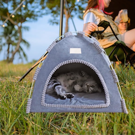 LQSEO Pet Tent for Cats and Dogs, Cozy Indoor Cave Bed, Warm Enclosed House for Small Pets, Breathable Design with Reversible Cushion Cat Cave