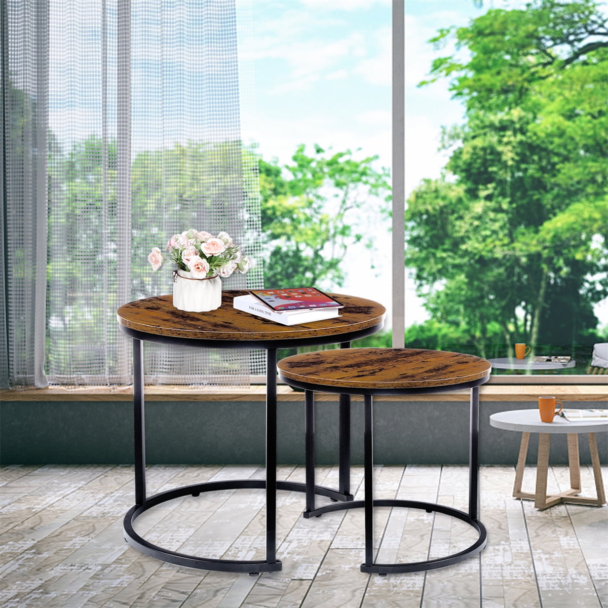 Home Furniture Modern Nesting Coffee Table Set of 2 for Living