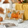 thumbnail image 5 of Orange Buffalo Plaid Pumpkin Autumn Maple Leaves Throw Pillow Cover 12x20 Inch Harvest Fall Decor Lumbar Pillow Cases Vintage Rectangular Cushion Cover Thanksgiving Day Gifts, 5 of 6