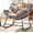 Dark Gray, variant on HABUTWAY Outdoor Rocking Chair with Thick Cushion, Comfy Rattan Rocker Egg Chair Indoor with Straps, Patio Rocking Chair 450lbs for Garden, Balcony, Lawn, Backyard, Living Room, Bedroom, Dark Gray