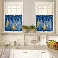 thumbnail image 4 of Navy Blue Christmas Trees Kitchen Curtains, Xmas Tree Snowflake 3-Piece Kitchen Curtain Valance and Tiers Set 36 Inch Length, Winter Rod Pocket Half Window Curtains for Cafe Living Room Bathroom, 4 of 7