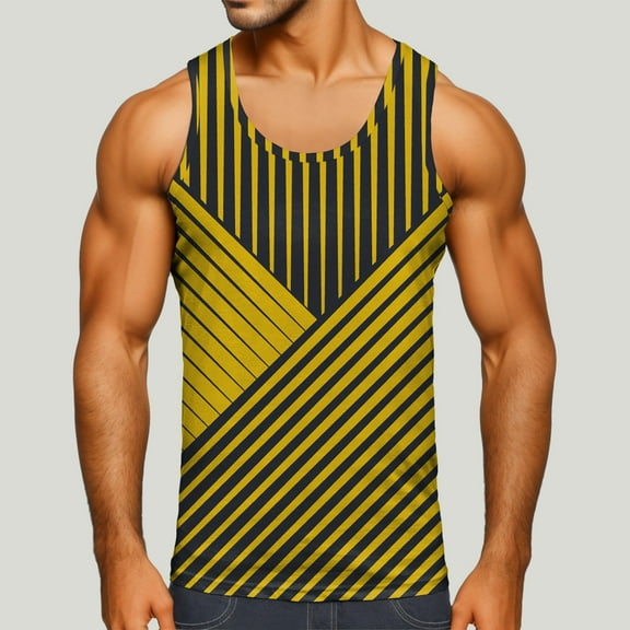 PEASKJP Mens Tank Tops Graphic Men's Neon Tank Tops Workout Gym Swim Beach Tops Big and Tall Muscle Sleeveless Shirts (Yellow,M)