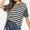 Black, variant on Jacenvly 2024 new ladies plus size tops tunic Leisure Women's Short Sleeve Striped Print Patchwork Top Blouse Casual Tee soft Satiny Crewneck summer clothes for women Black