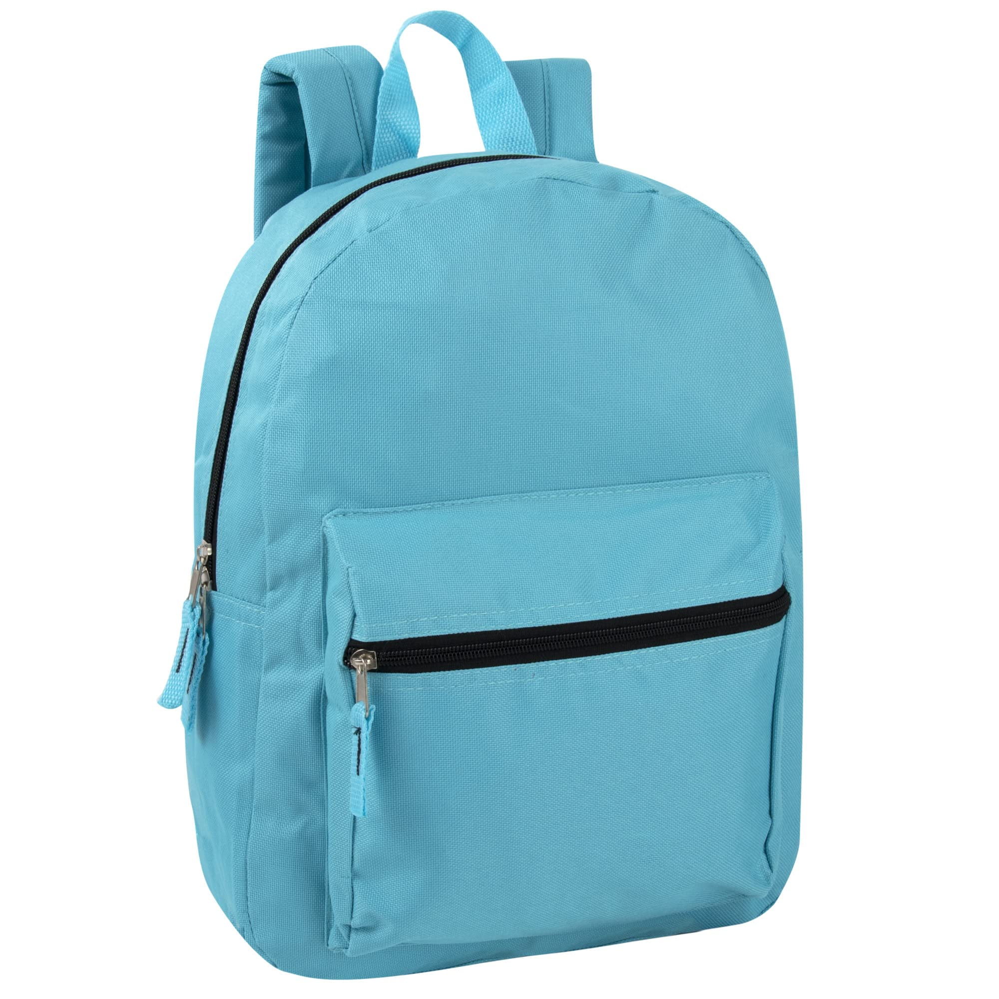 24 Pack of Bulk Wholesale Solid Color Backpacks for Work, Travel, Commuting, Gym and Recreation in 4 Color Assortment