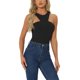 thumbnail image 1 of INSPIRAR CHIC Mono Sin Mangas para Top de Cuello Halter Asimétrico para Mujeres XS Negro, 1 of 6