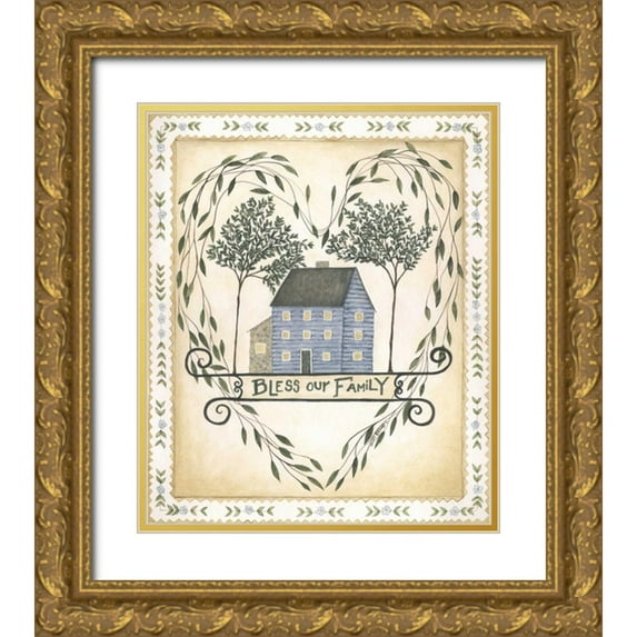 Shamp, Cindy 12x14 Gold Ornate Wood Framed with Double Matting Museum Art Print Titled - Bless Our Family