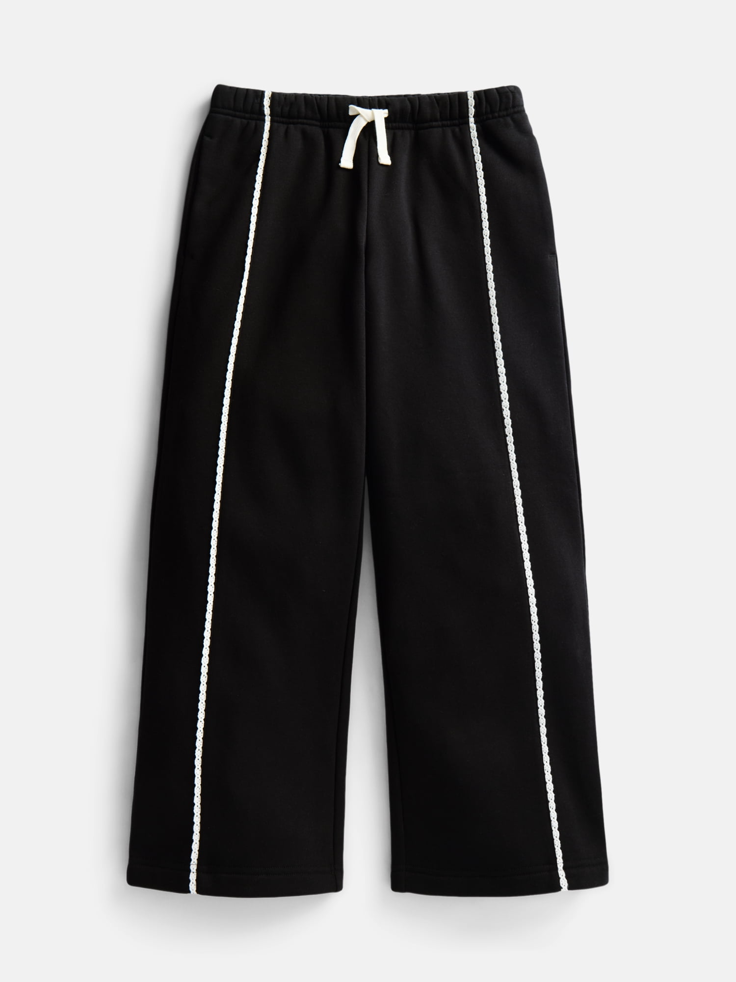 Wonder Nation Girls Wide Leg Sweatpants with Crochet Trim, Sizes 4-18 & Plus