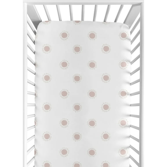Boho Sun White and Mauve Fitted Crib Sheet by Sweet Jojo Designs