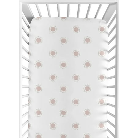 UPC: 0846480089957 | Boho Sun White and Mauve Fitted Crib Sheet by Sweet Jojo Designs