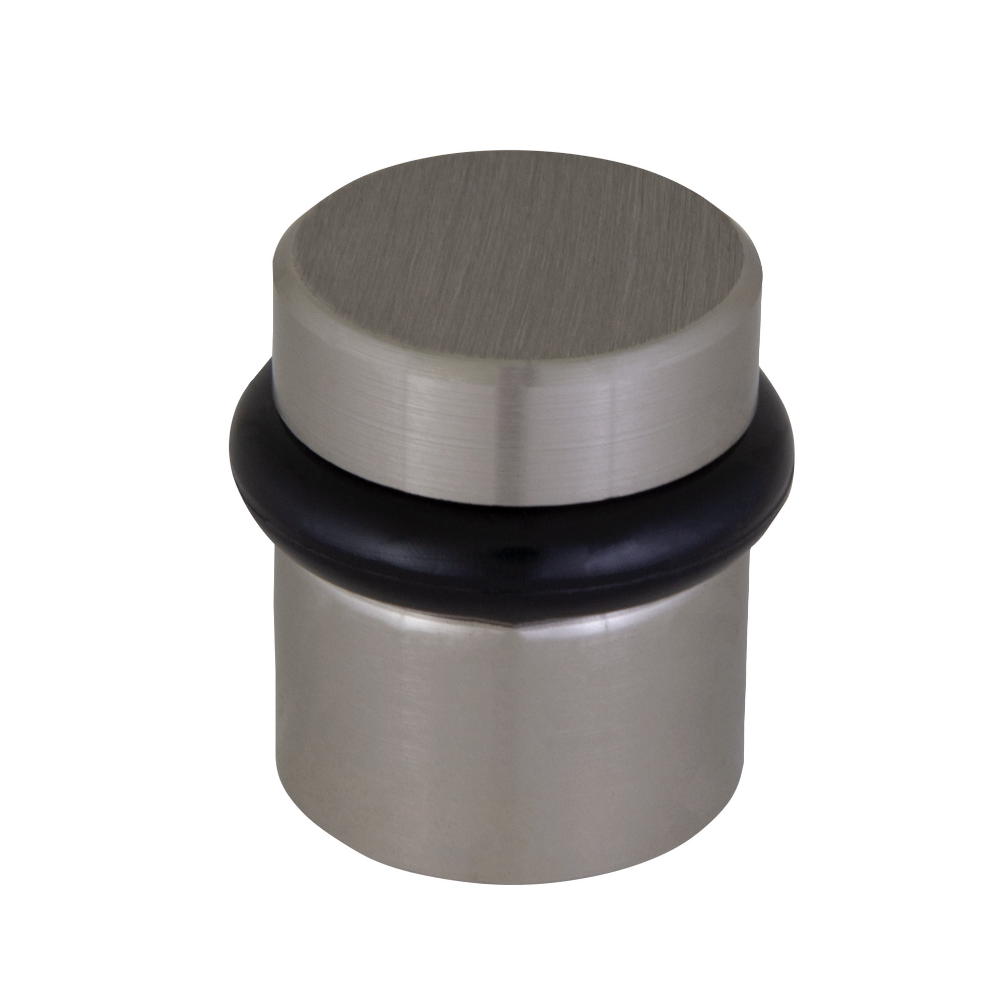 Design House 2-Pack Modern Cylindrical Floor Mounted Door Stops with Rubber Bumper, Satin Nickel