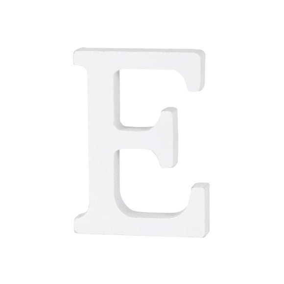 Wood Letter E Decor Simple DIY Alphabet Letter for Wedding Party Birthday Home Store (White, 8cm)