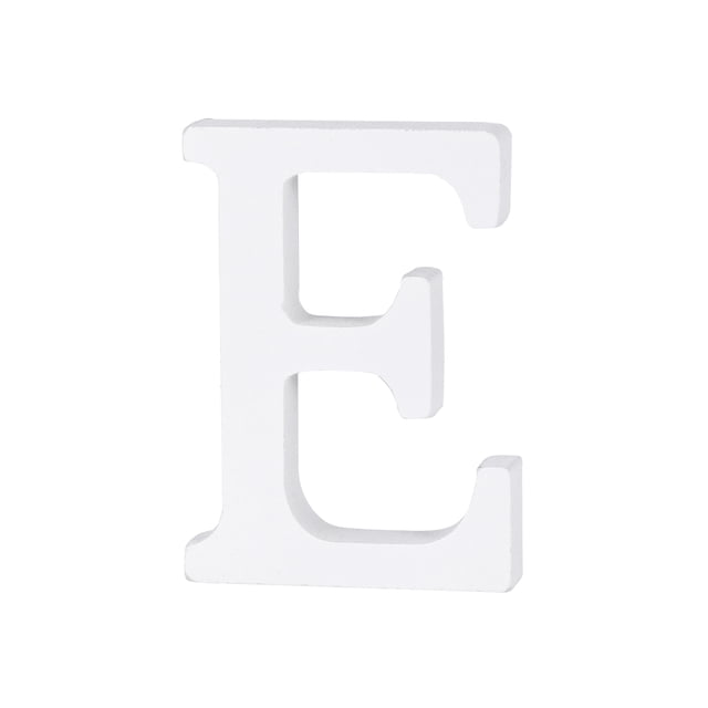 Wood Letter E Decor Simple DIY Alphabet Letter for Wedding Party Birthday Home Store (White, 8cm)