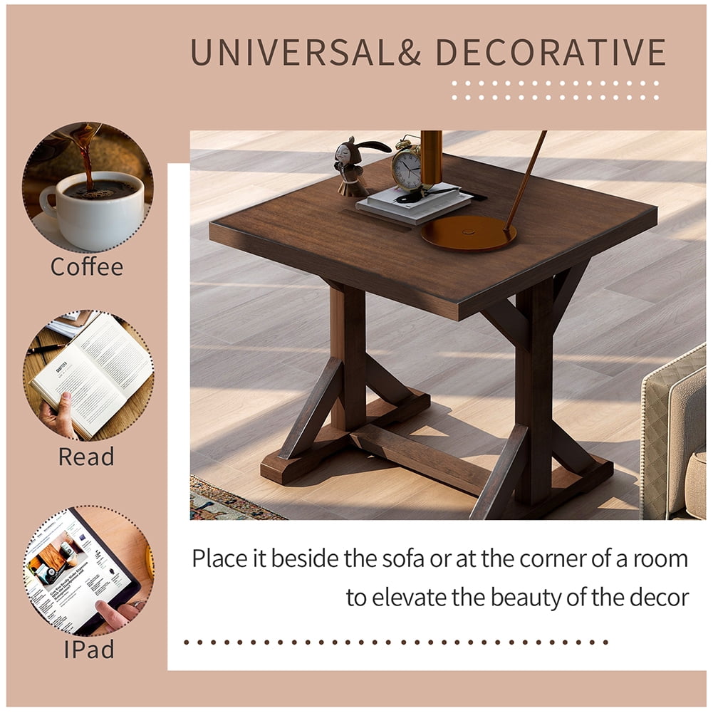 Private Jungle Set Vintage Style Easy Assembly 24" End Table Sofa Table with Firm Structure, Bedroom (Brown) Private Jungle Set Vintage Style Easy Assembly 24" End Table Sofa Table with Firm Structure, Bedroom (Brown)