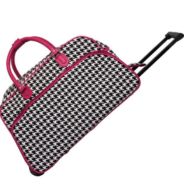 AllSeasons Prints 21" CarryOn Rolling Duffel Bag Pink Trim
