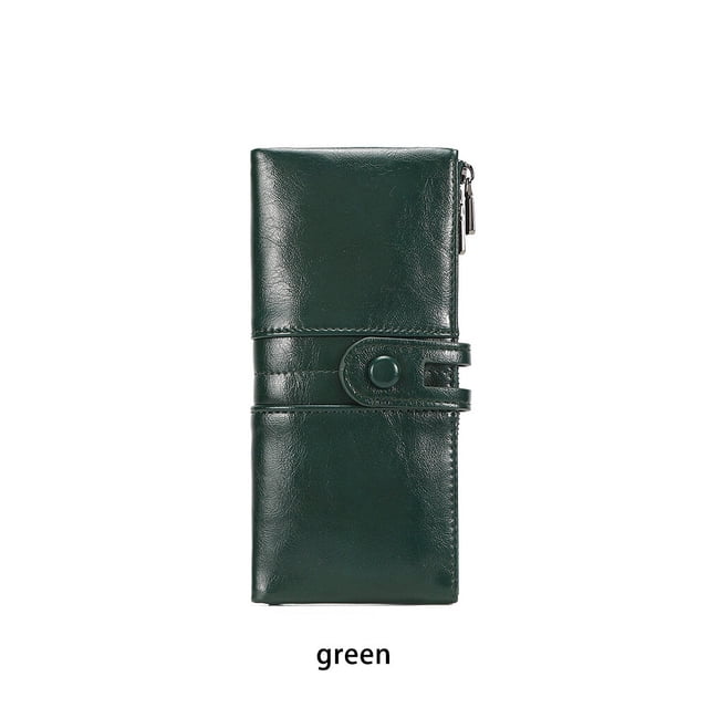 pitrice Long Wallet Hasp Zipper Coin Purse Cellphone Bag Holder Card Pocket Multi-functional Vintage PU Leather Wallets Green