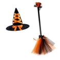 thumbnail image 3 of Sombrero de escoba de de Halloween Sombrero puntiagudo de Accesorios de decoración para niños Novedad Palo de escoba de para niños Naranja, 3 of 7