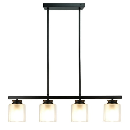 

Depuley 4-Light Pendant Light Fixture Metal Kitchen Island Lighting with Glass Shade E26 Base