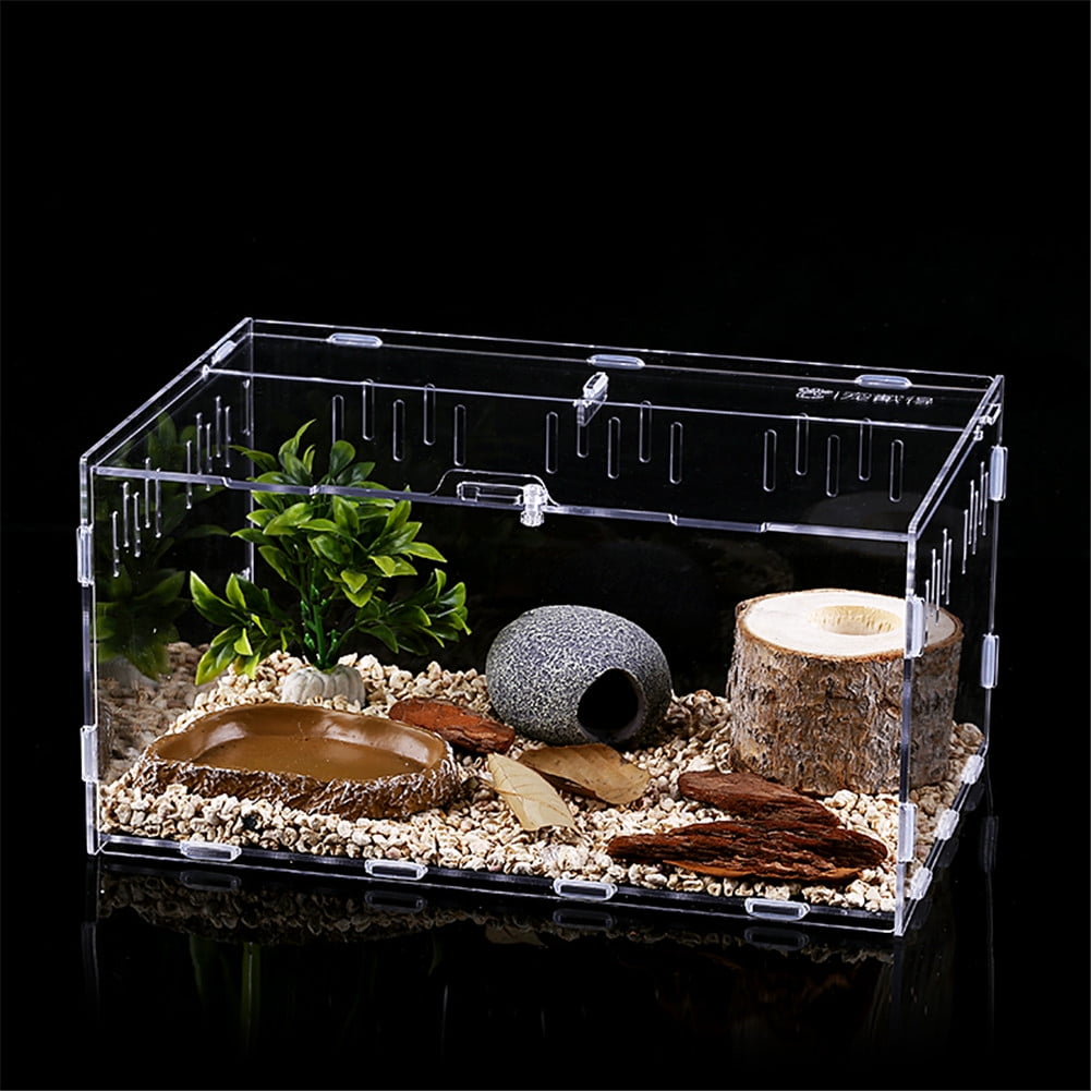 Snakes Turtles Spiders Caige Reptile Tank,Solid Wood Safe Feeding Reptile Terrarium Kit for Lizards Etc Small Animals