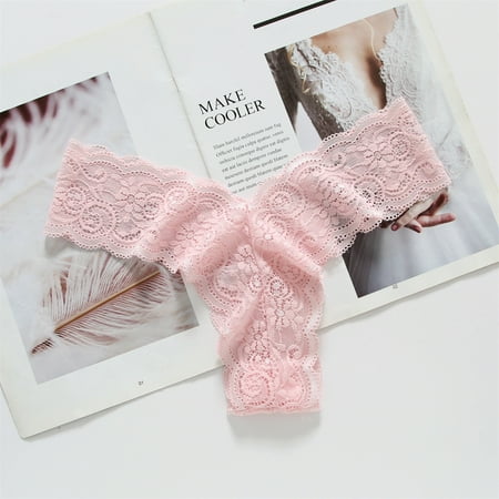 

B91xZ Lingerie For Women Women s Stretch Bikini G String Panty Lace Trim 5 Colors Comfy Underwear Romper Pajamas for Women Fuzzy Pink M