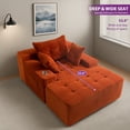 thumbnail image 3 of BYBYME Chaise Lounge Chair,No Assembly Cloud Plush Corduroy Upholstered Sofa Bed,Boneless Chaise with 3 Pillows,Cozy Sleeper Couch for Living Roomwith Ottoman,Orange, 3 of 9