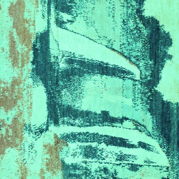 Ahgly Company Indoor Square Abstract Turquoise Blue Modern Area Rugs, 3' Square