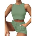 thumbnail image 5 of Michellecmm Women’s Two Piece Summer Outfits, Sleeveless Waffle Tank Tops and Shorts Set Loungewear, 5 of 6