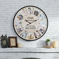 thumbnail image 6 of MODE HOME Rustic Farmhouse Wood Wall Clock with 12 Photo Collage, Large Oversized Wall Clock for Home, Kitchen, Living Room, Silent Battery Powered 24 inch Natural, 6 of 7