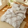 thumbnail image 3 of Exclusivo Mezcla Luxury Fuzzy King Size Comforter Set, 3 Pieces Boho Soft Warm Camel Comforters, Reversible Flannel Fluffy Bedding Comforter Sets for All Seasons, 3 of 5