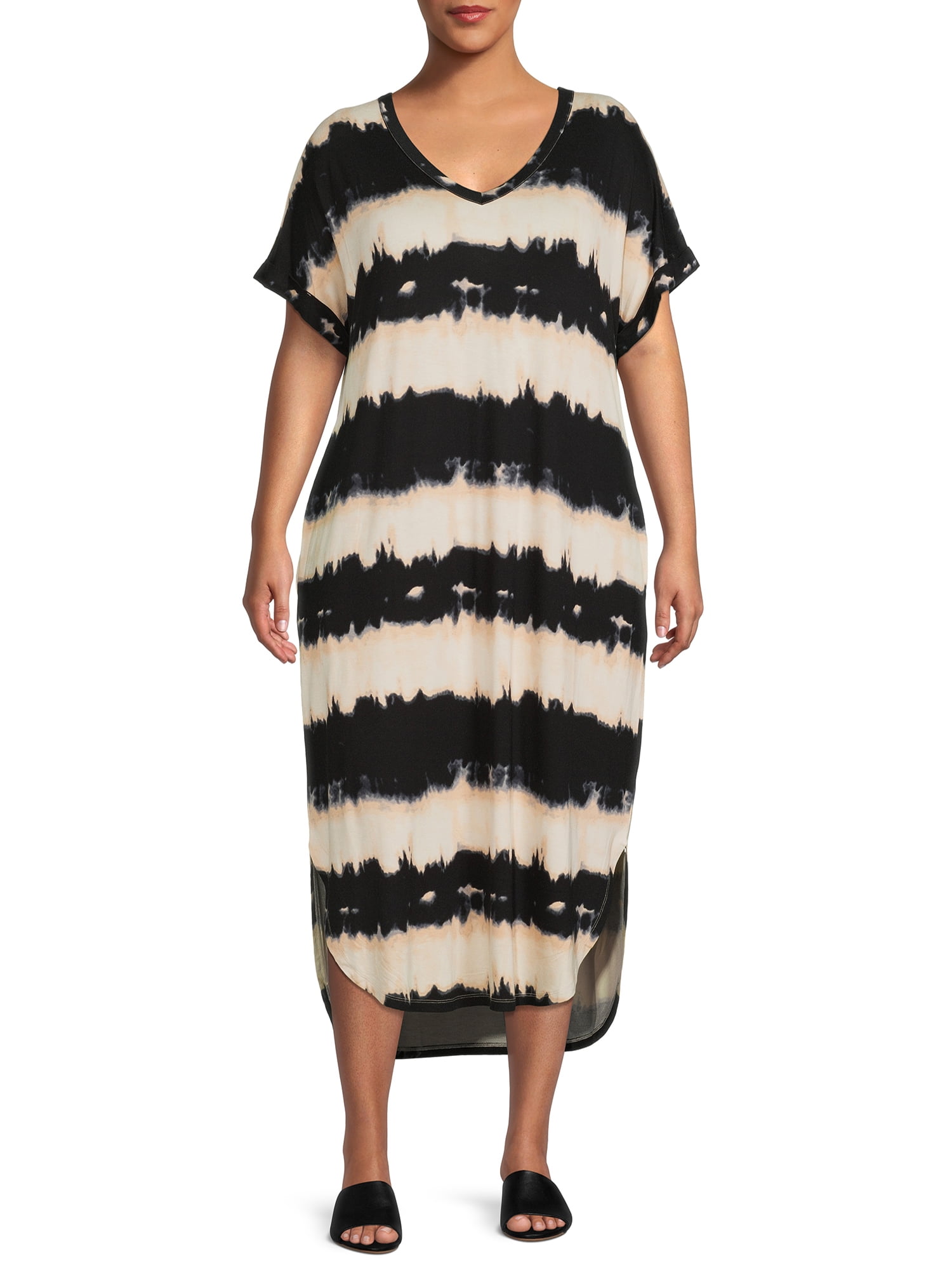 Plus Size V-Neck T-Shirt Midi Dress 