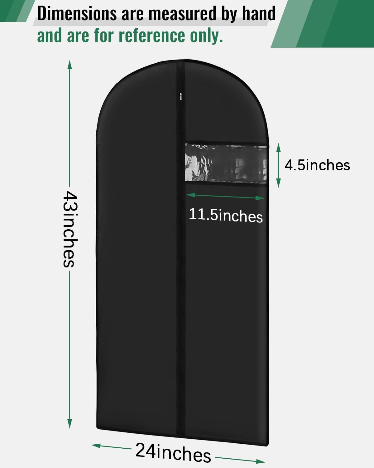 Garment Bags for Hanging Clothes 8 packs Washable Black Suit Closet Storage and Travel with Clear Window (43 inches)