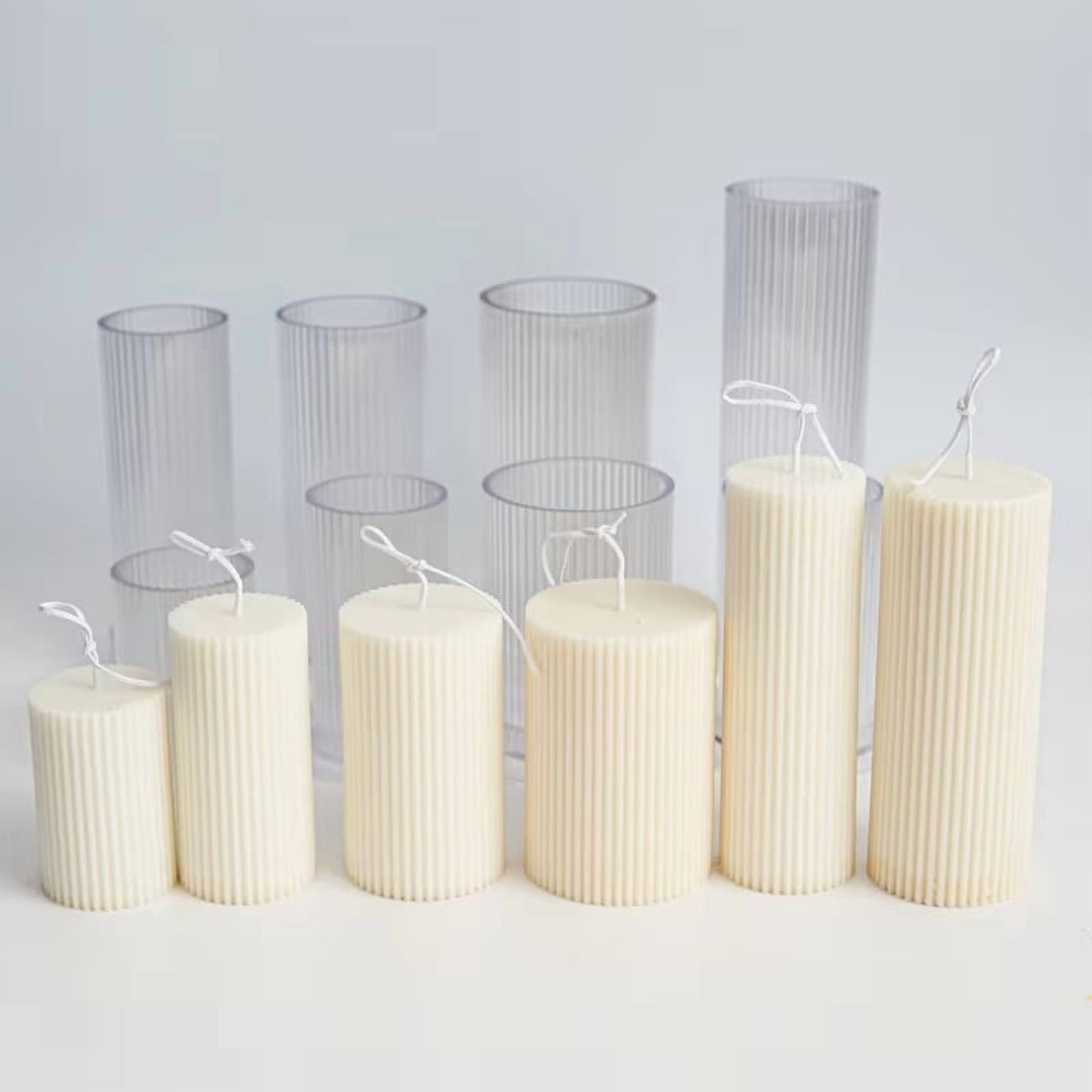 Geometric Striped Candle Mold Easy Demould DIY Cylindrical Flat Top Acrylic Plastic Candle Making Mould Supplies Art Home Decor