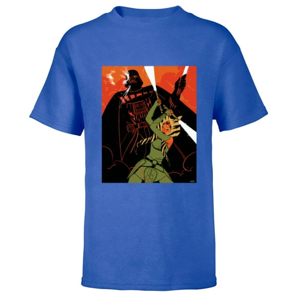 Star Wars Rebels Ahsoka Tano and Darth Vader Duel - Short Sleeve T-Shirt for Kids - Customized-Royal