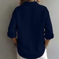 thumbnail image 6 of Chbgutlmr Cotton Linen Tops for Women Long Sleeve Curved Hem Half Button Lapel Shirts Casual Loose Lightweight Plain Tops, 6 of 6