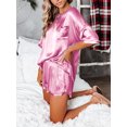 thumbnail image 4 of Hanerdun Women 2PCS Loungewear Pajamas Female Short Sleeve Nightwear Sleepwear PJ Sets Purple S, 4 of 7