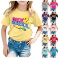 thumbnail image 7 of AWZXDE Girls Short Sleeve Graphic Tee with Pencil & Letter Print Casual Crewneck Tops for Toddler Kids Comfortable Everyday Shirt Light Blue,3-4 Years, 7 of 7