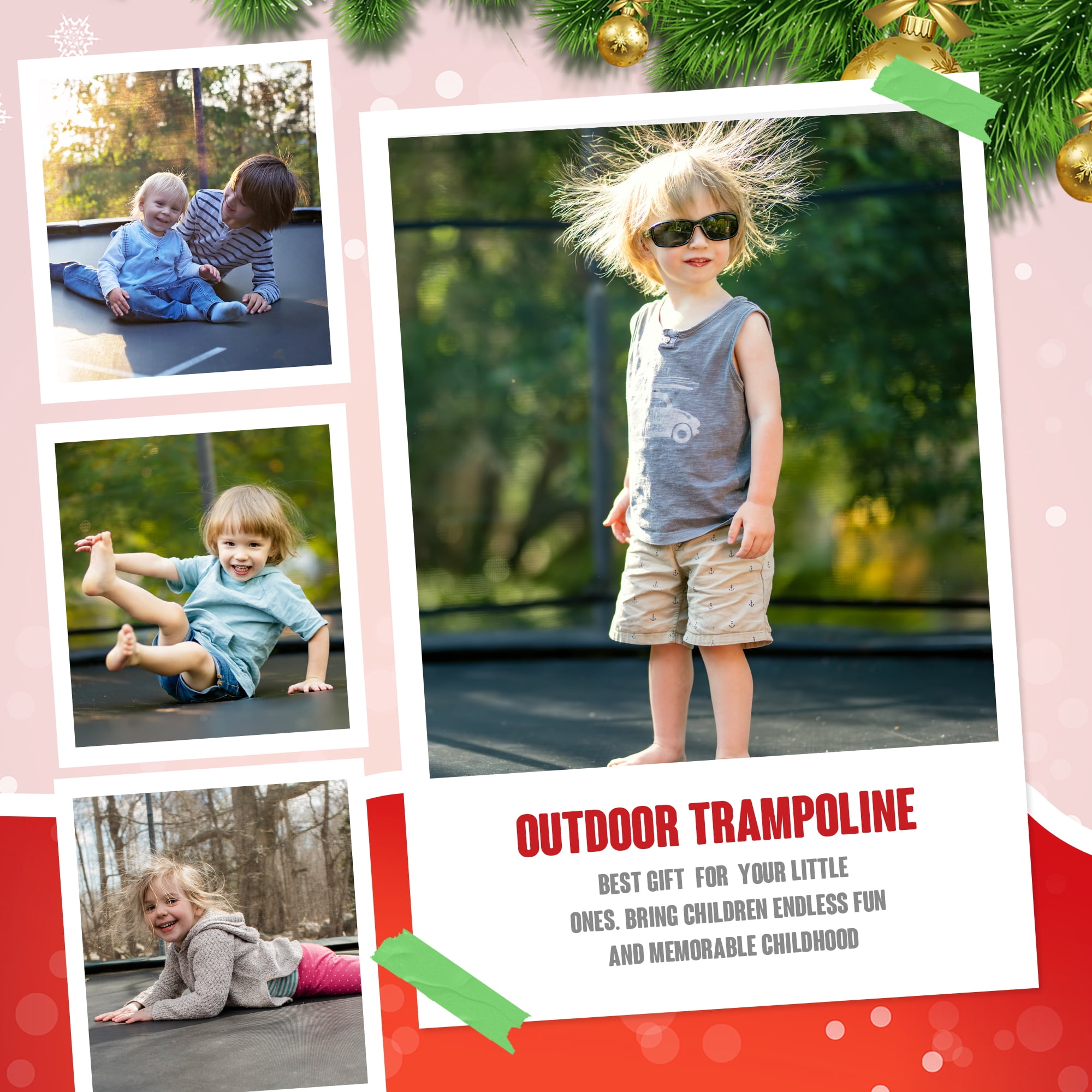 AOTOB 15FT Trampoline for Kids,Outdoor 1400LBS Trampoline with Basketball Hoop,Safety Enclosure Net and Ladder
