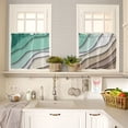 thumbnail image 3 of Turquoise Curtain Tier and Valance Set Ripple Stripes Kitchen 3 Piece Rod Pocket Short Window Curtains-36inch Length,Abstract Art Small Window Treatments Tiers for Half Cafe Windows/Bedroom/Bathroom, 3 of 5