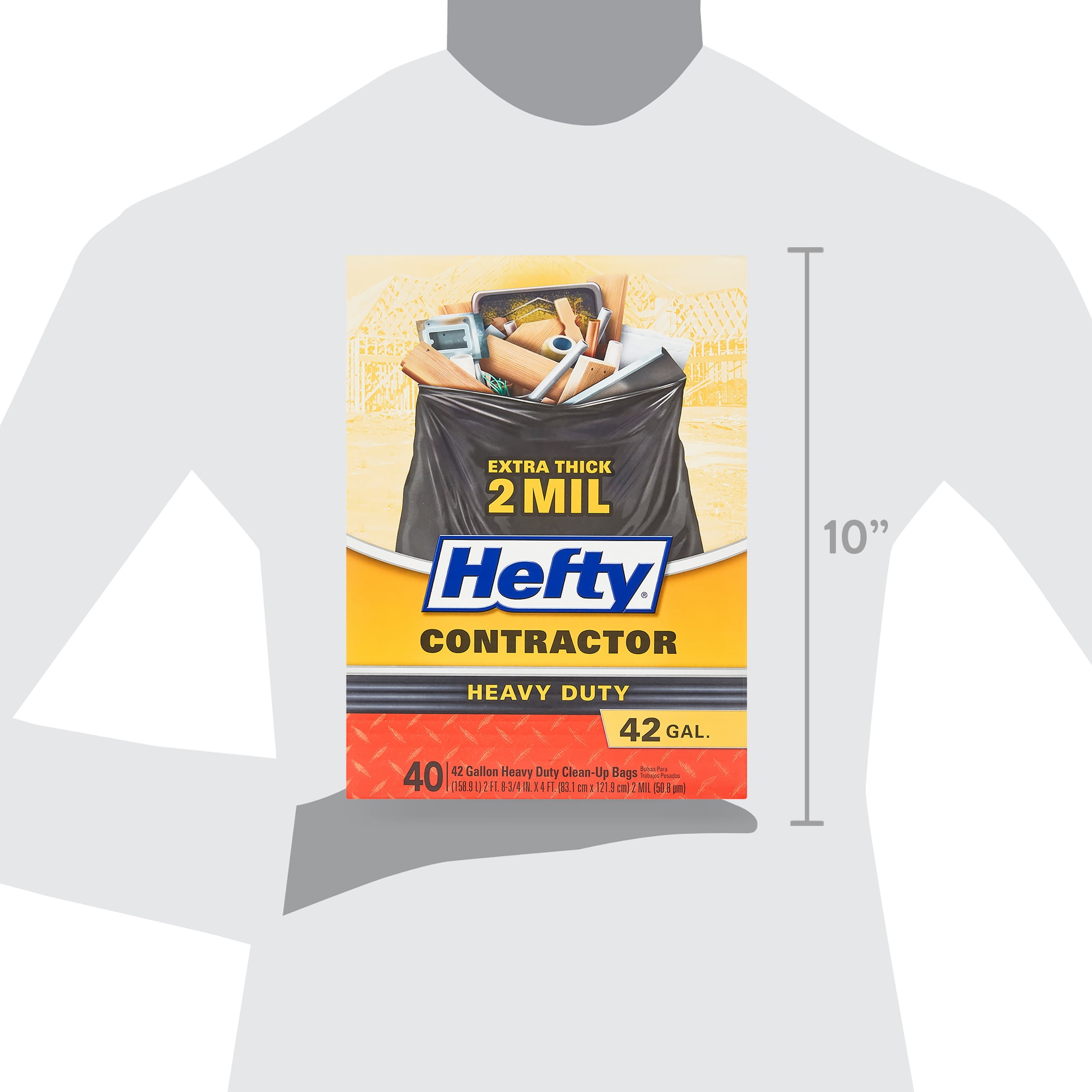 Hefty Heavy Duty Contractor Extra Large Trash Bags, 42 Gallon, 40 Count 