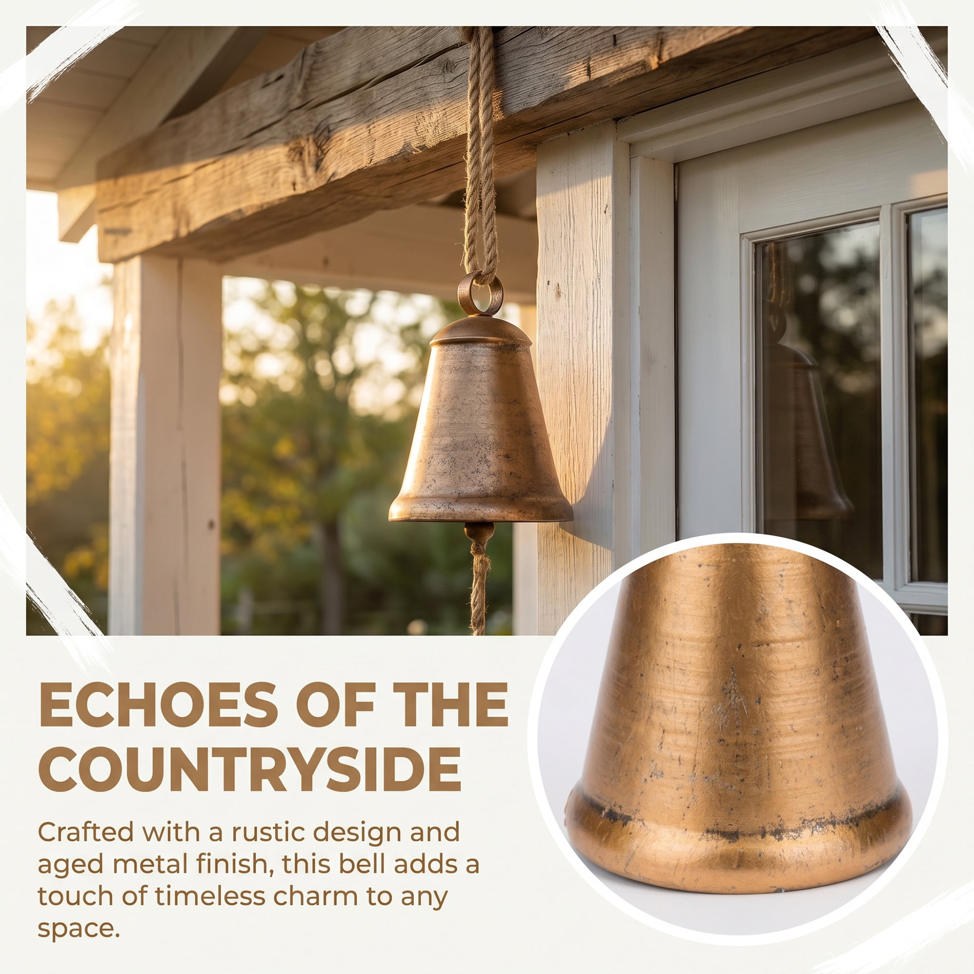 Unique Bargains Vintage Hanging Wall Decor Iron Trumpet Cow Bell Bronze 3.1" x 3.1" x 15"