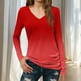 thumbnail image 2 of CHGBMOK Women's Gradient Shirts Long Sleeve V Neck Basic Tee Casual Summer Spring Tops Loose Fit Comfy Going Out Blouse, 2 of 6