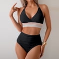 thumbnail image 3 of Women's Bikini Set Solid Color Two Piece Swimsuit with Removable Bra Pads No Underwire for Beach Swimming Vacation,Black,XL, 3 of 7