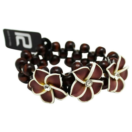 Fashion Jewelry Coco Beads - Beaded Coco Flower Necklace With Brown and White Accented Flower Charms