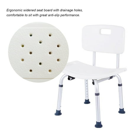 Aibecy Aluminum Alloy Shower Bench with Back Shower Stool Adjustable Shower Chair with Drainage Holes Multifunctional Bath Seat Arc Bath Chair Bathroom Chair Bath Tub Stool Bathing Chair Stool Bat