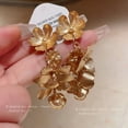 thumbnail image 4 of LTS EMIRA Gold Flower Earrings Chunky Gold Statement Earrings for Women Trendy Floral Earrings Boho Exaggerated Jewelry Gifts Spring Dresses for Women, 4 of 6