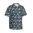 thumbnail image 3 of Xecao Daisy Floral B print Hawaiian shirt - a stylish short-sleeve button-down for men, perfect for casual beach and tropical outings., 3 of 9
