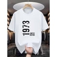 thumbnail image 2 of Men's Summer Casual T-Shirt with 1973 Letter Print - Breathable Polyester, Crew Neck, Short Sleeve - Perfect for Daily Wear & Sports Tee For Adult, Men, Women, Teen, Teenager, Adolescent, Youth, 2 of 4