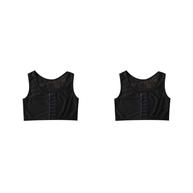 Minnieouse Chaleco moldeador de senos, camiseta sin mangas estirable, ropa interior elástica Trans para el pecho, ropa transpirable reforzada con Negro METRO 2piezas